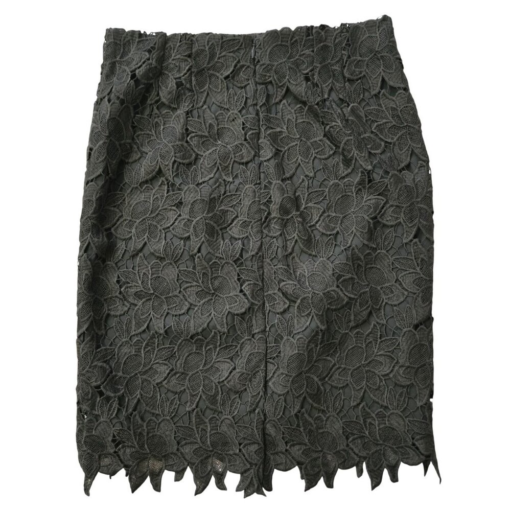 Ann Taylor Petites Floral Lace Overlay Pencil Skirt 4P Dark Green Like New - Picture 2 of 8